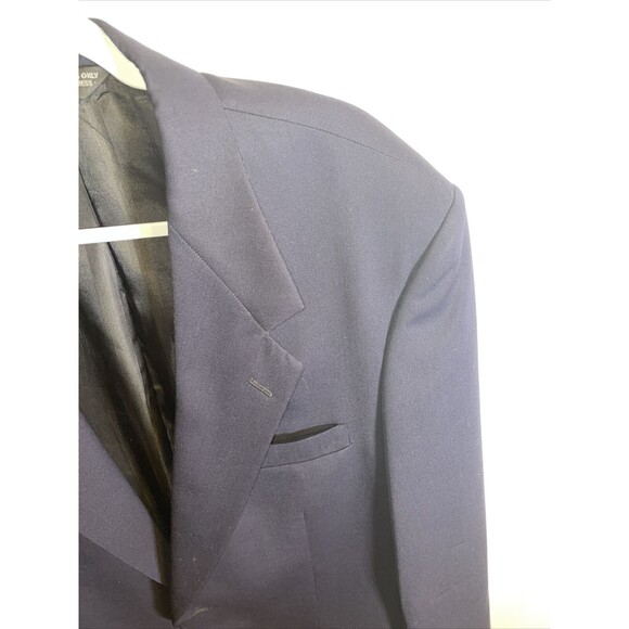 Pierre Cardin Suit Jacket Men’s Size 42L Blue 100% Worsted Wool Missing Button - Picture 4 of 12